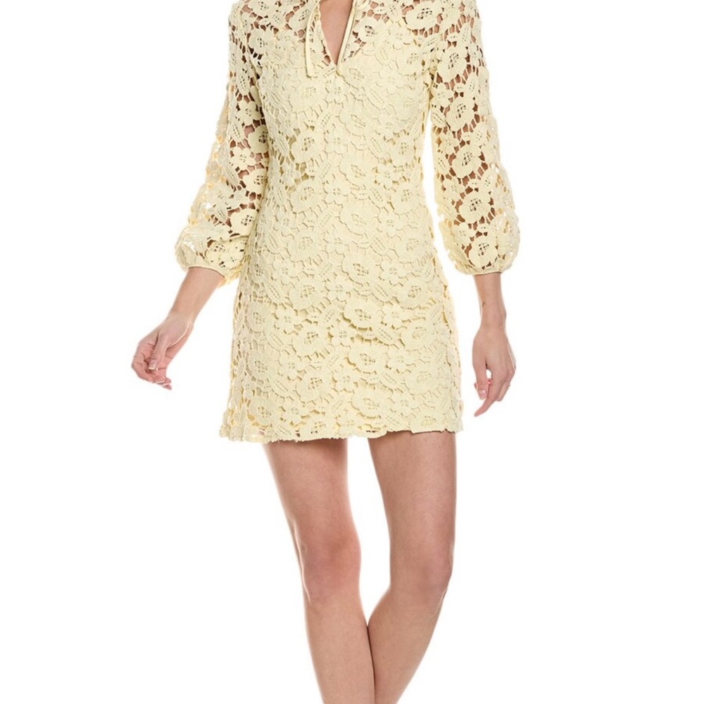 Maje Yellow Sheath Dress with Notched Collar